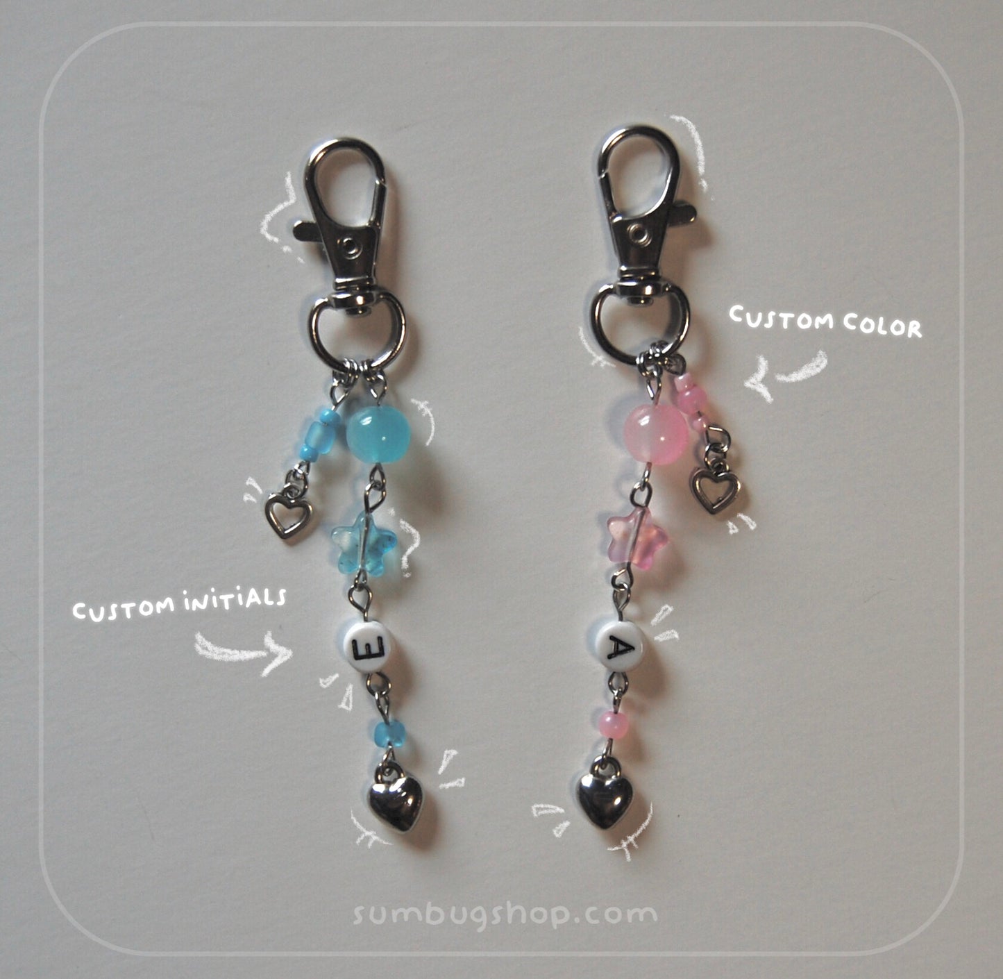 Custom Matching Initials Keychain Set