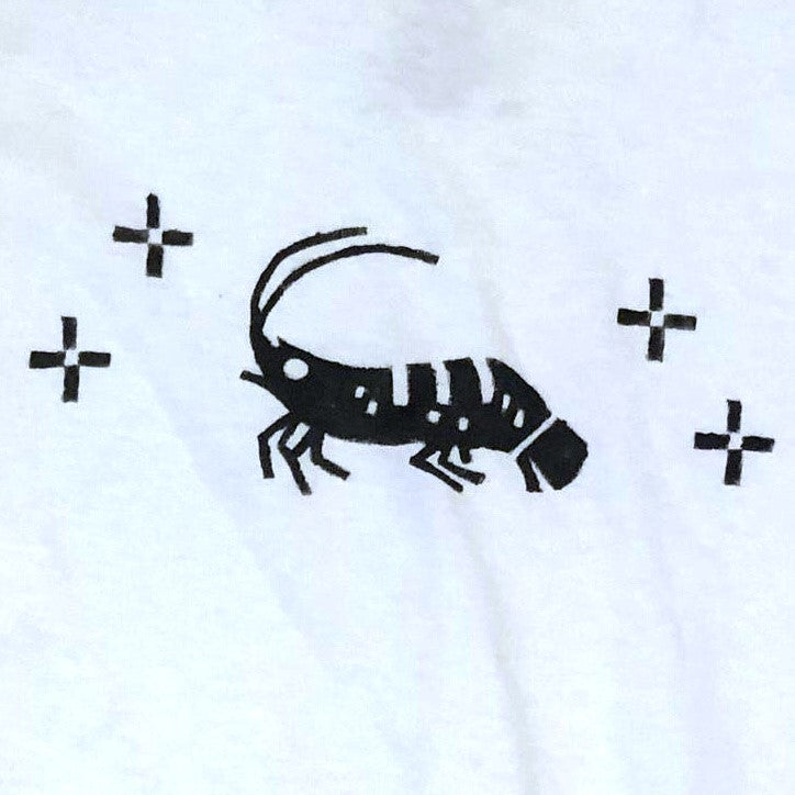 Shrimp Linocut White Baby Tee